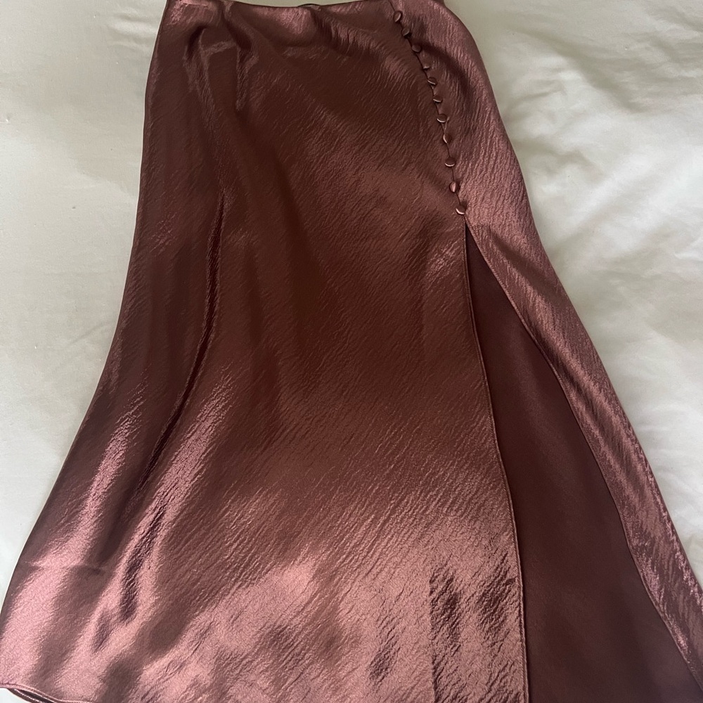 Elegant Satin Skirt in Rich Mauve